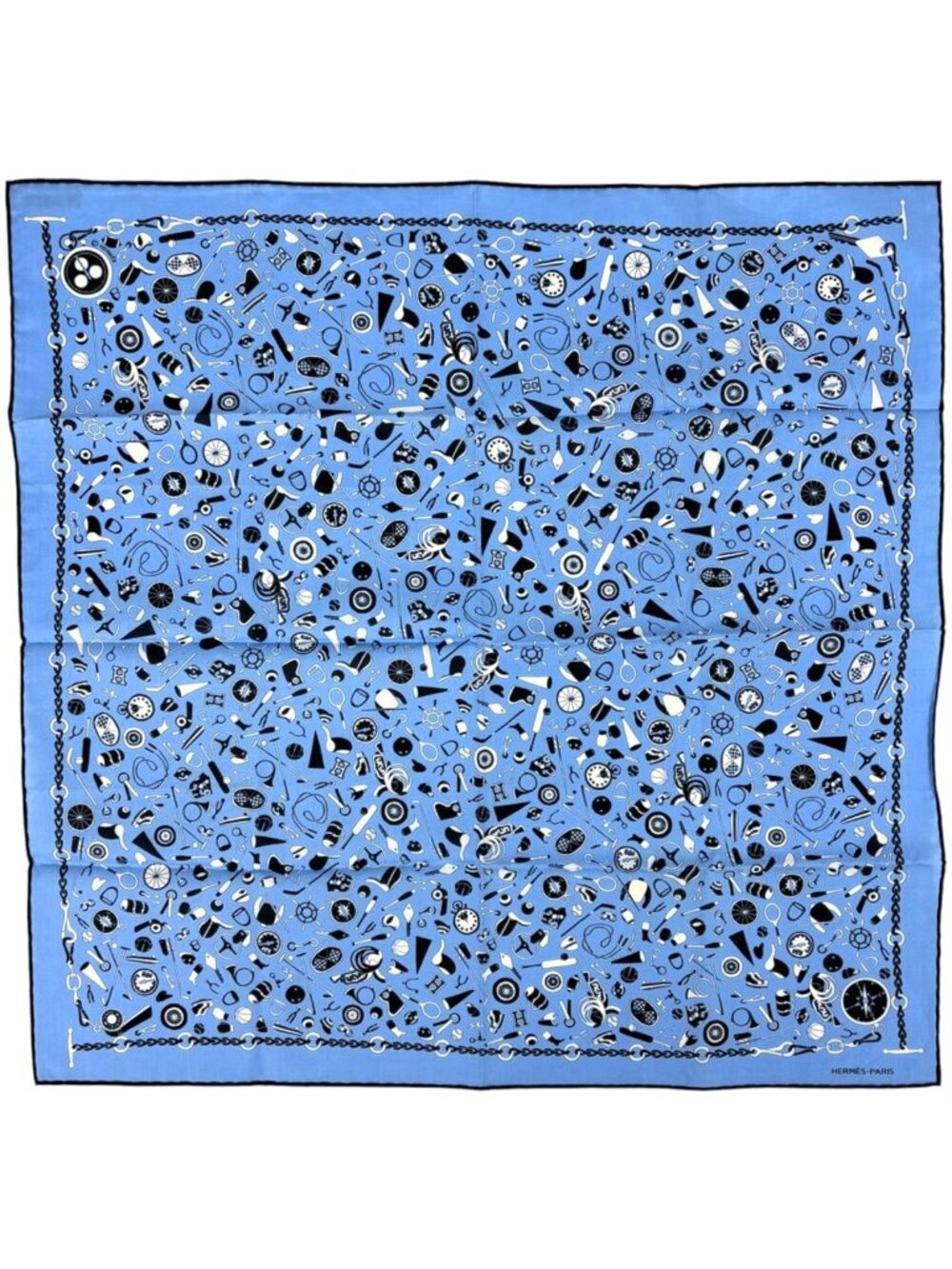 Hermes Sports en Vrac Scarf Bandana Carre Cotton Light Blue